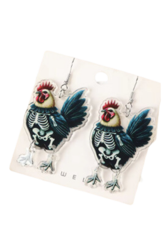 Skeleton Hen Earrings - Halloween 2025