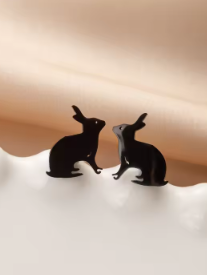 Sitting Bunny Metal Stud Earrings