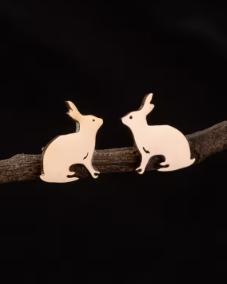 Sitting Bunny Metal Stud Earrings