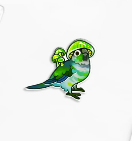 Green Fungi Parrot Pin