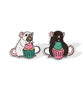 Rats With Cupcakes Stud Earrings