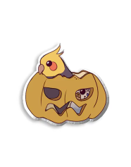 Jack-O'-Lantern Cockatiel Pin - Halloween 2025
