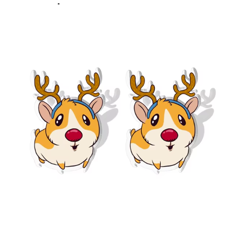 Reindeer Guinea Pig Stud Earrings - Festive Season 2025