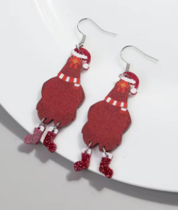 Festive Red Chicken Earrings - Festive Season 2025