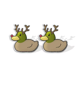 Reindeer Rubber Duck Stud Earrings - Festive Season 2025