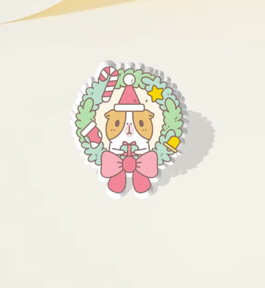 Guinea Pig in Seasonal Wreath Pin - Festive Season 2025