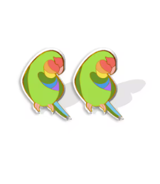 Rainbow Love Bird Stud Earrings