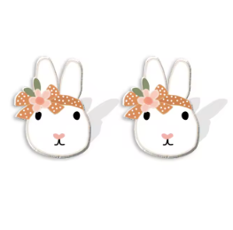 White Rabbit With Bow Stud Earrings