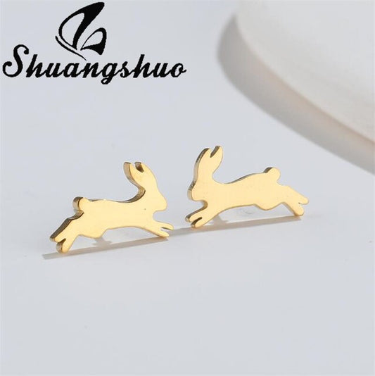 Jumping Rabbit Stud Earrings