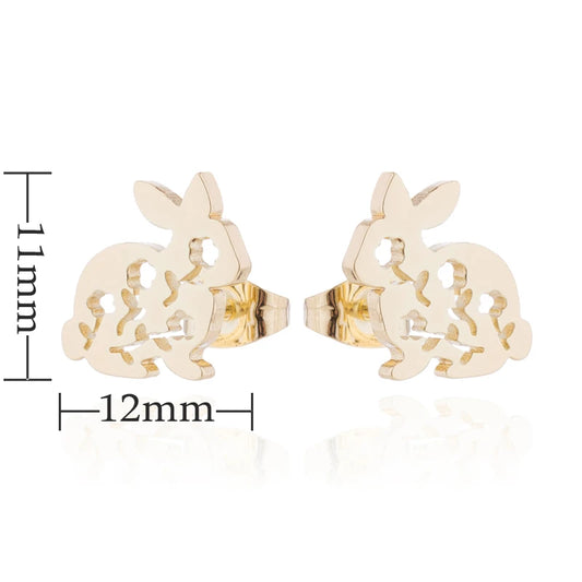 Floral Rabbit Stud Earrings