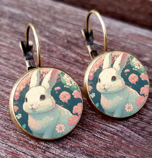 Hanging Cartoon Rabbit Hoop Earrings