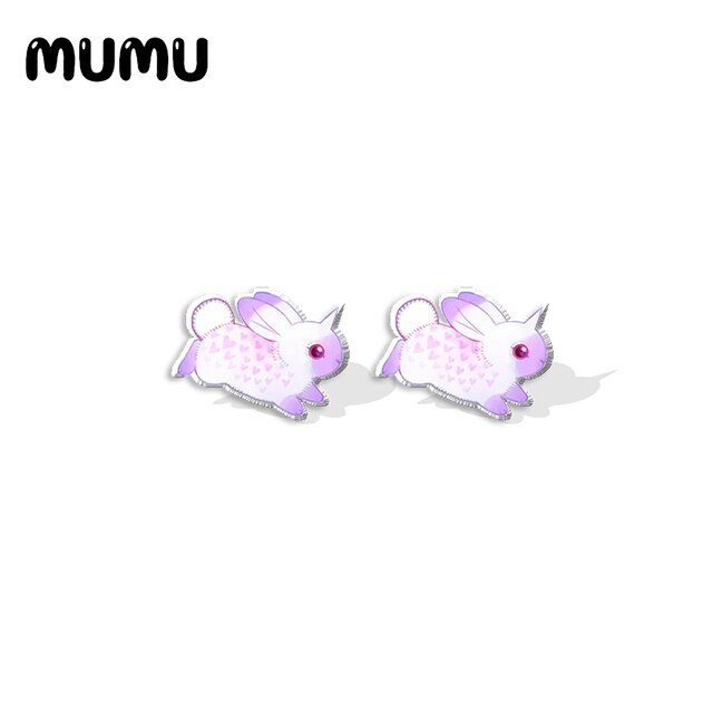 Purple Bunny-corn Stud Earrings