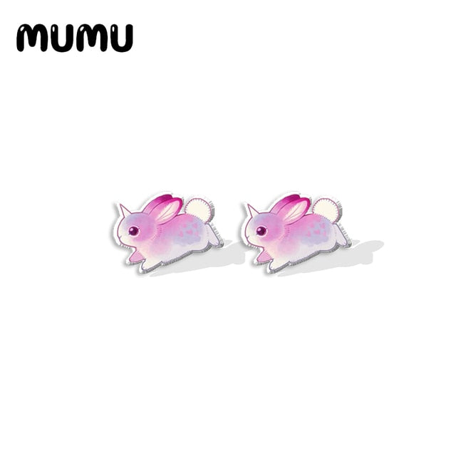 Purple-Pink Bunny-corn Stud Earrings