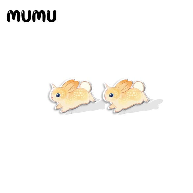 Orange Bunny-corn Stud Earrings