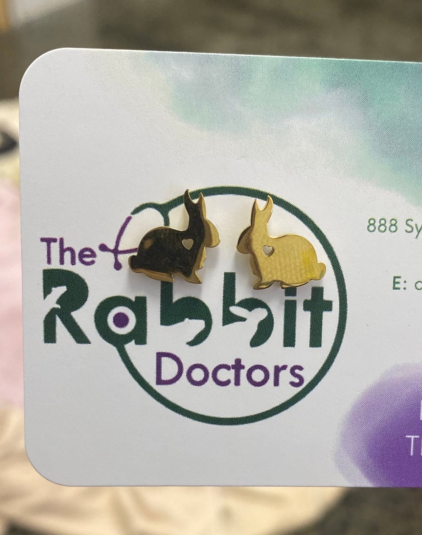 Rabbit Heart Stud Earrings