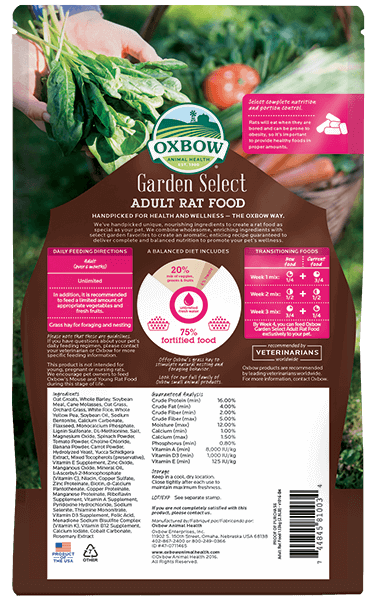 Oxbow Garden Select Adult Rat Food 1.13kg