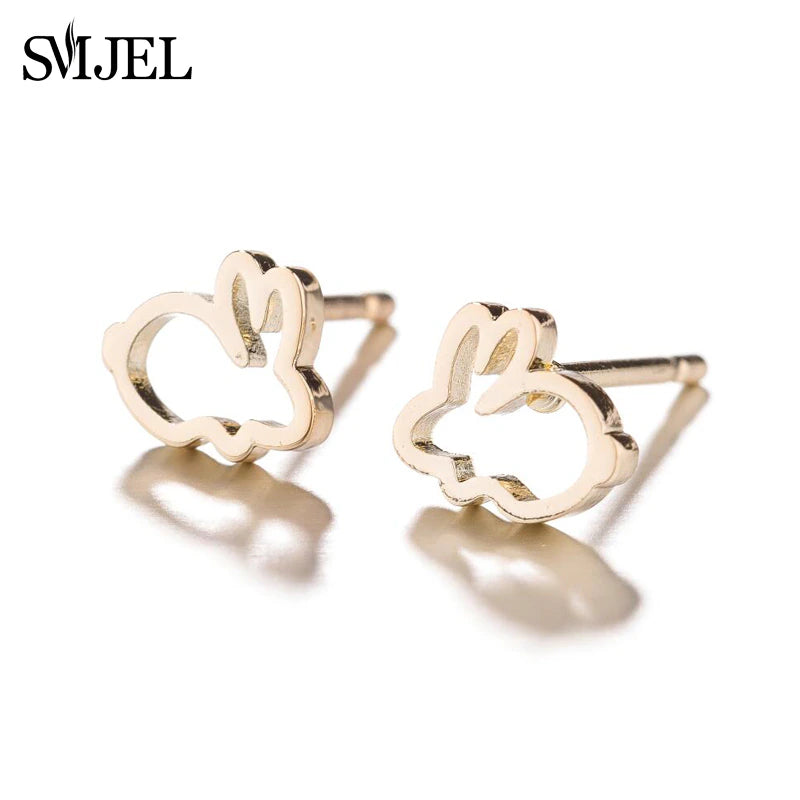 Rabbit Outline Stud Earrings