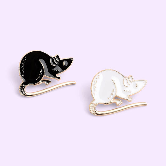 White Ratty Enamel Pin