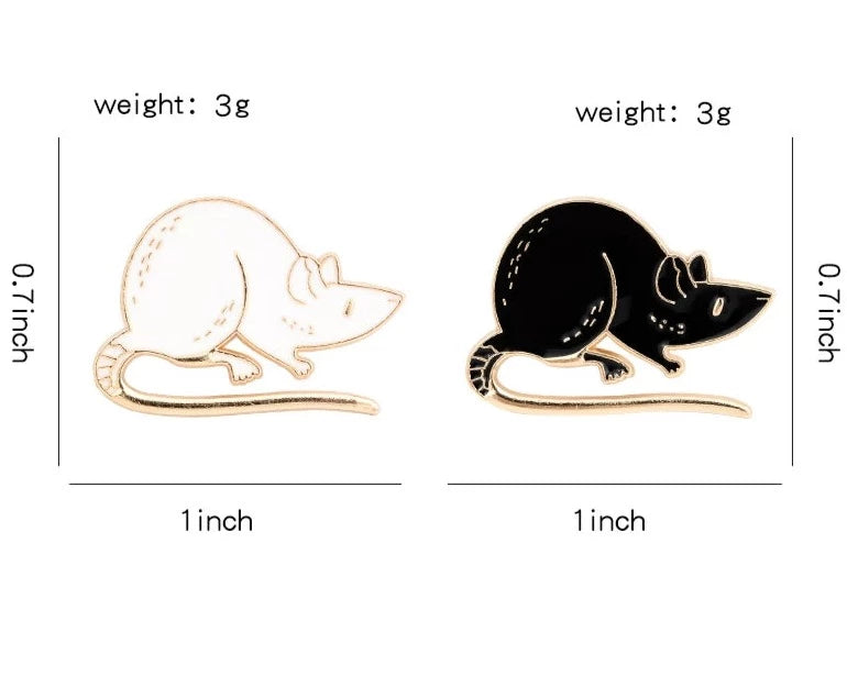 White Ratty Enamel Pin