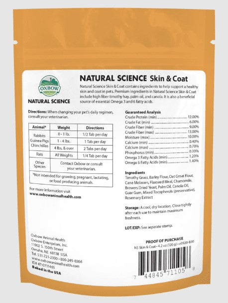 Oxbow Natural Science Skin & Coat Support