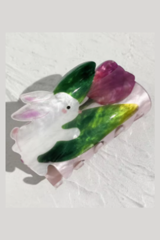 Bunny With Flower Hair Clip