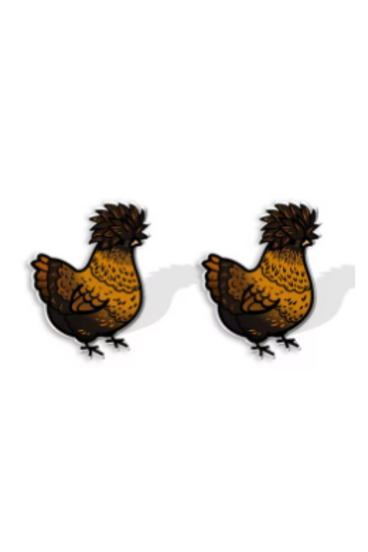 Cartoon Brown Fluffy Hen Stud Earrings