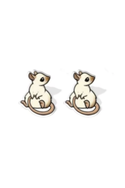 Cream Rat Stud Earrings