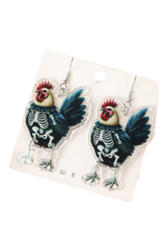 Skeleton Hen Earrings - Halloween 2024