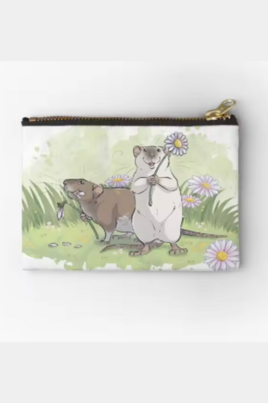 Rat Holding Flower - Zipper Pouch