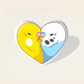 Budgies in a Love Heart Pin