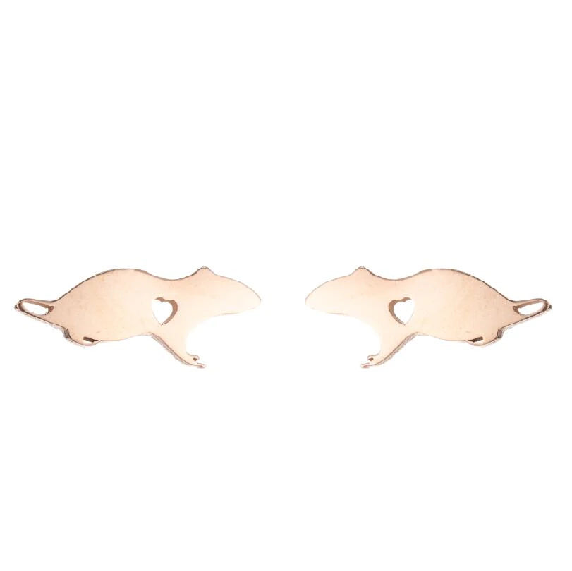 Rat Heart Stud Earrings