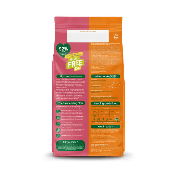 Burgess Excel Mature Guinea Pig Nuggets with Cranberry & Mint 1.5kg