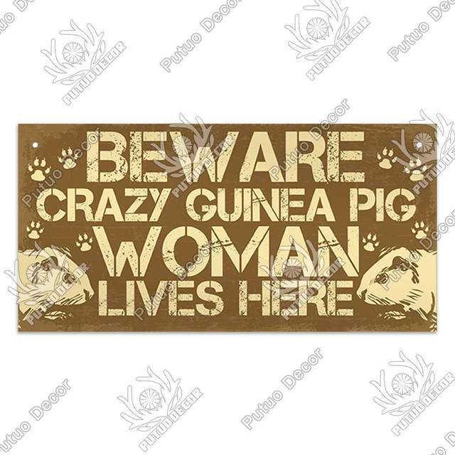Beware Crazy Guinea Pig Lady - Decorative Sign