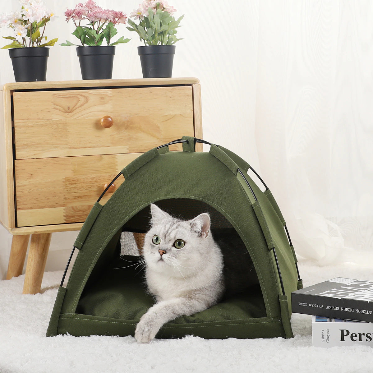 Fabric Pet Tent - Khaki