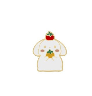 White Lop with Tomatoes Enamel Pin