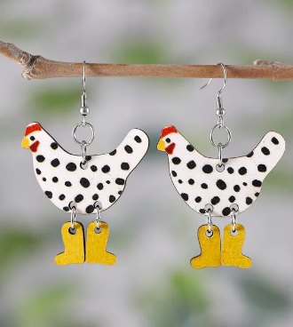 Chicken In Boots Earrings