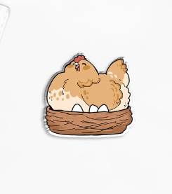Brown Hen In Nest Pin