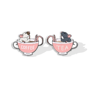 Rats In Cups Stud Earrings