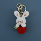 Crochet Bunny Keyring - Bunny Holding Apple