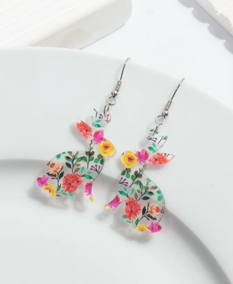 Floral Rabbit Earrings