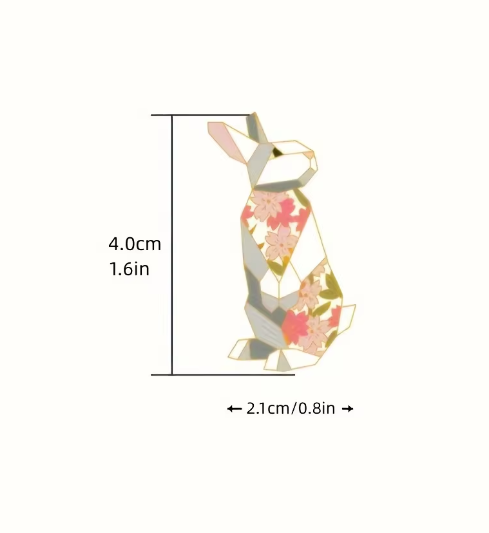 Floral Origami Rabbit Pin