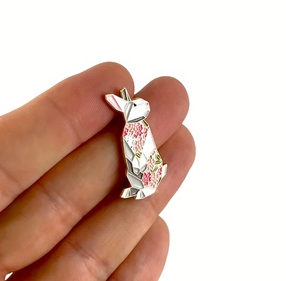 Floral Origami Rabbit Pin