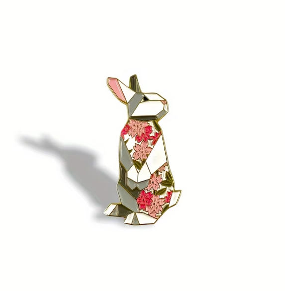 Floral Origami Rabbit Pin