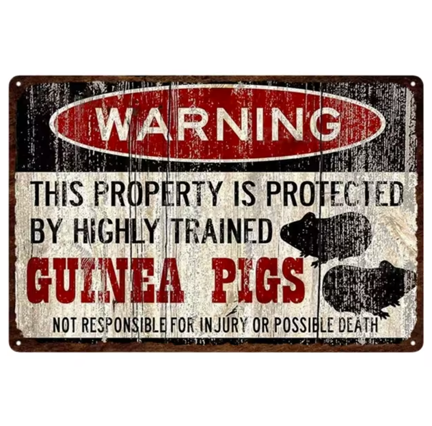 Warning Guinea Pig - Metal Decorative Sign