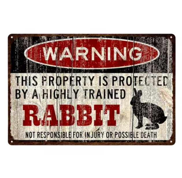 Warning Rabbit - Metal Decorative Sign