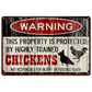 Warning Chicken - Metal Decorative Sign