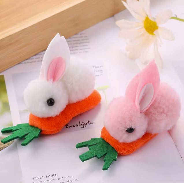 Pom Pom Bunny on Carrot Hair-clip