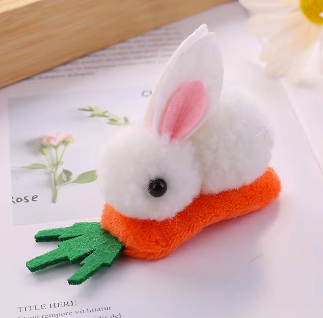 Pom Pom Bunny on Carrot Hair-clip