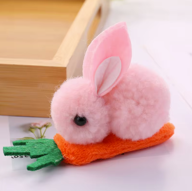 Pom Pom Bunny on Carrot Hair-clip