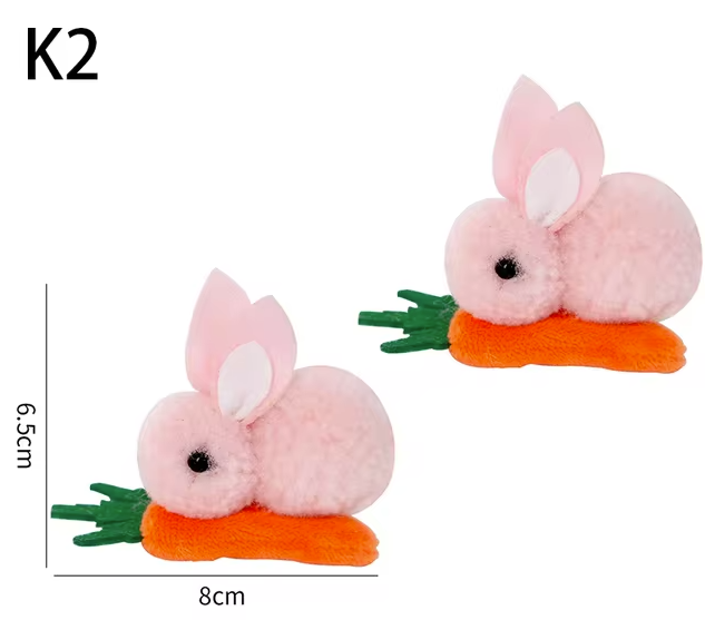 Pom Pom Bunny on Carrot Hair-clip